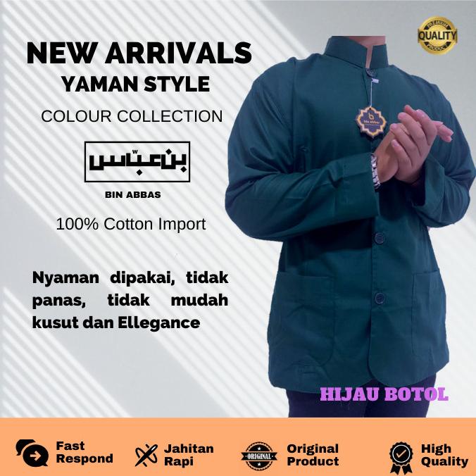 Sale Baju/kemeja Koko Yamani Habaib/hadramaut bin abbas jumbo Hijau Botol /BAJU KOKO PRIA/BAJU KOKO 