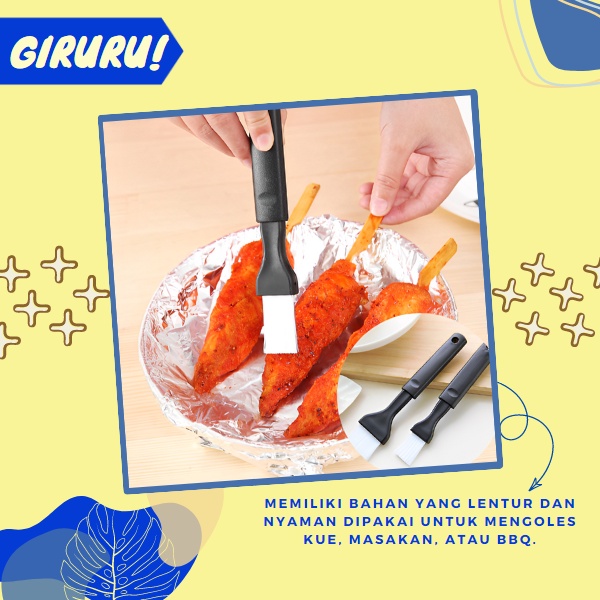 KUAS OLES MAKANAN DAN LAINNYA / PASTRY FOOD GRADE BRUSH / PENGOLES HIASAN MAKANAN / ALAT DAPUR - KUAS MASAK HITAM 2IN1 - KUAS MASAK 2 UKURAN - PASTRY BRUSH SET / KUAS SERBAGUNA KUAS BAKING GRILL BARBERQUE KUAS KUE DLL - 2 PCS SET Bulu Nylon Tahan Panas