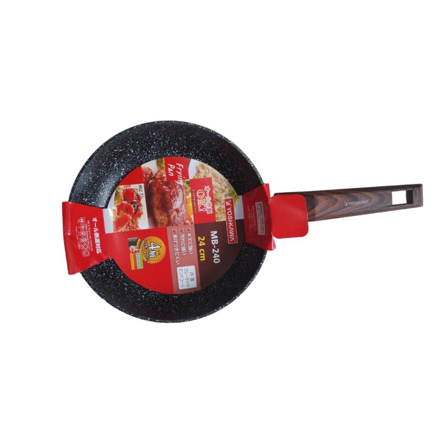 Marble Fry Pan Teflon (PKT) MB-240 Yoshikawa Panci Wajan Keramik Gagang 24 cm