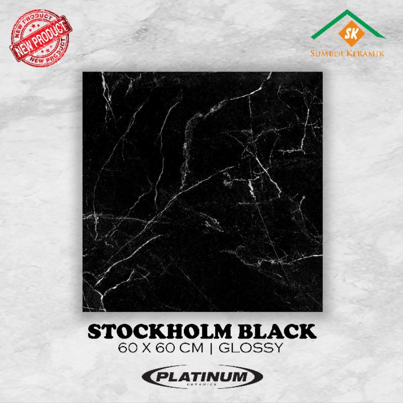 Keramik lantai 60x60 stockholm black / Platinum / kw-1 / glossy