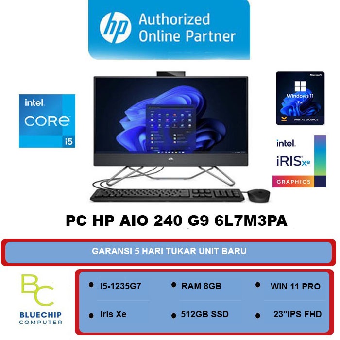 PC HP AIO 240 G9 6L7M3PA-i5-1235G7 8GB 512GB 23"IPS WIN 11 PRO
