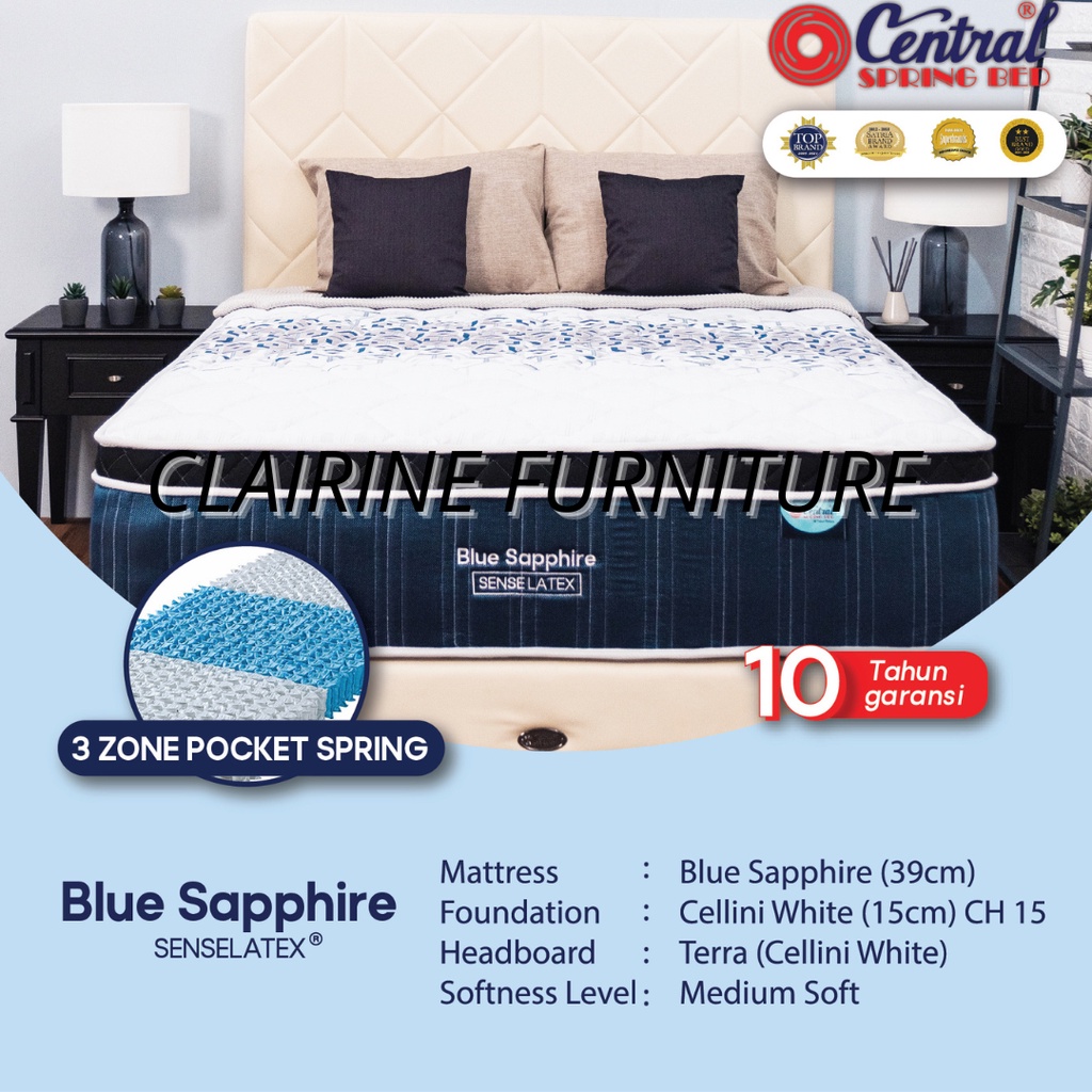 Kasur Central Springbed Type Blue Shapire -Full Set- 180x200 cm