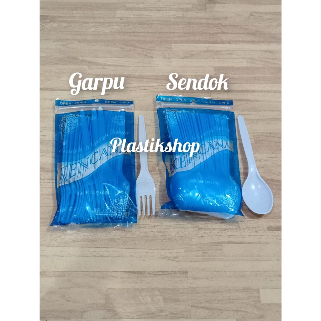 sendok dan garpu makan plastik putih susu kencana