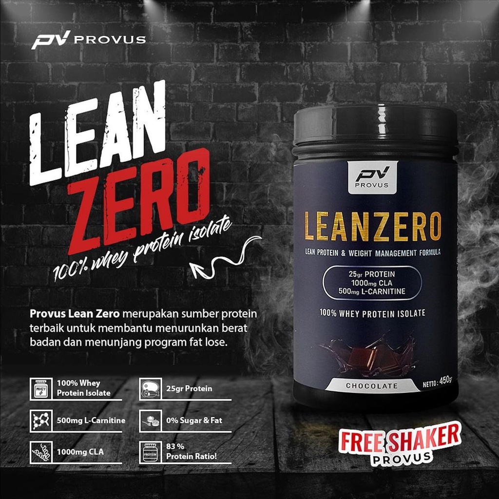 PROVUS Lean Zero 1 lb 450 gram Whey Protein Isolate + Fat Burner