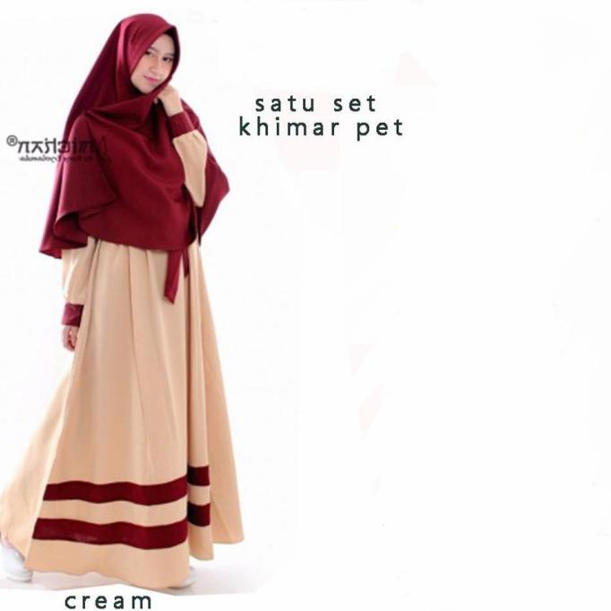 MURAH Dress Gamis Wanita Syari Kondangan Polos Busui LASMI Warna CREAM MERAH