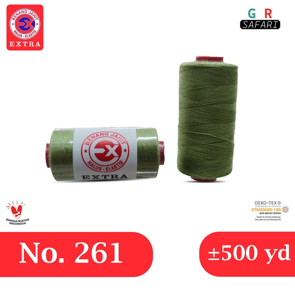 Benang Jahit Extra Warna Hijau No. 261 - 500yard