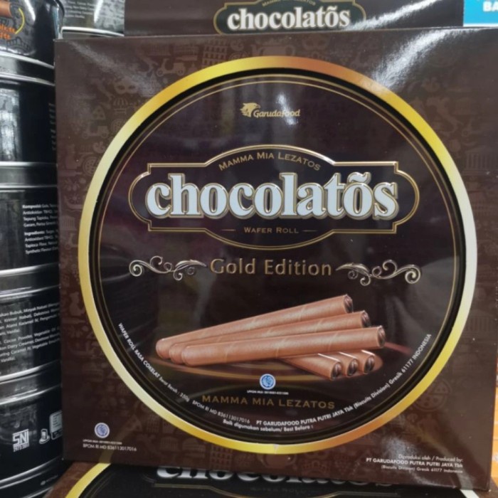 

GarudaFood-Chocolatos Wafer Roll Gold Edition 350g-Astor Coklat Kaleng