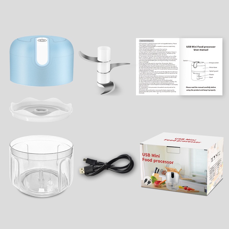 Mini Food Chopper Electric Charging USB 250 ml / Blender Portable Penggiling Bumbu Dapur Daging