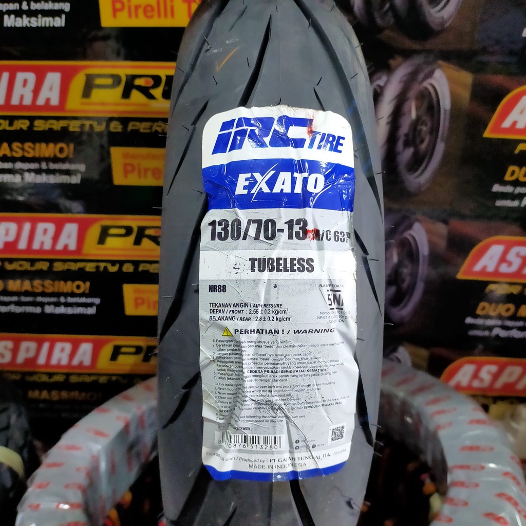 IRC EXATO NR88 130/70 Ring 13 Tubeless Free Pentil Ban Motor
