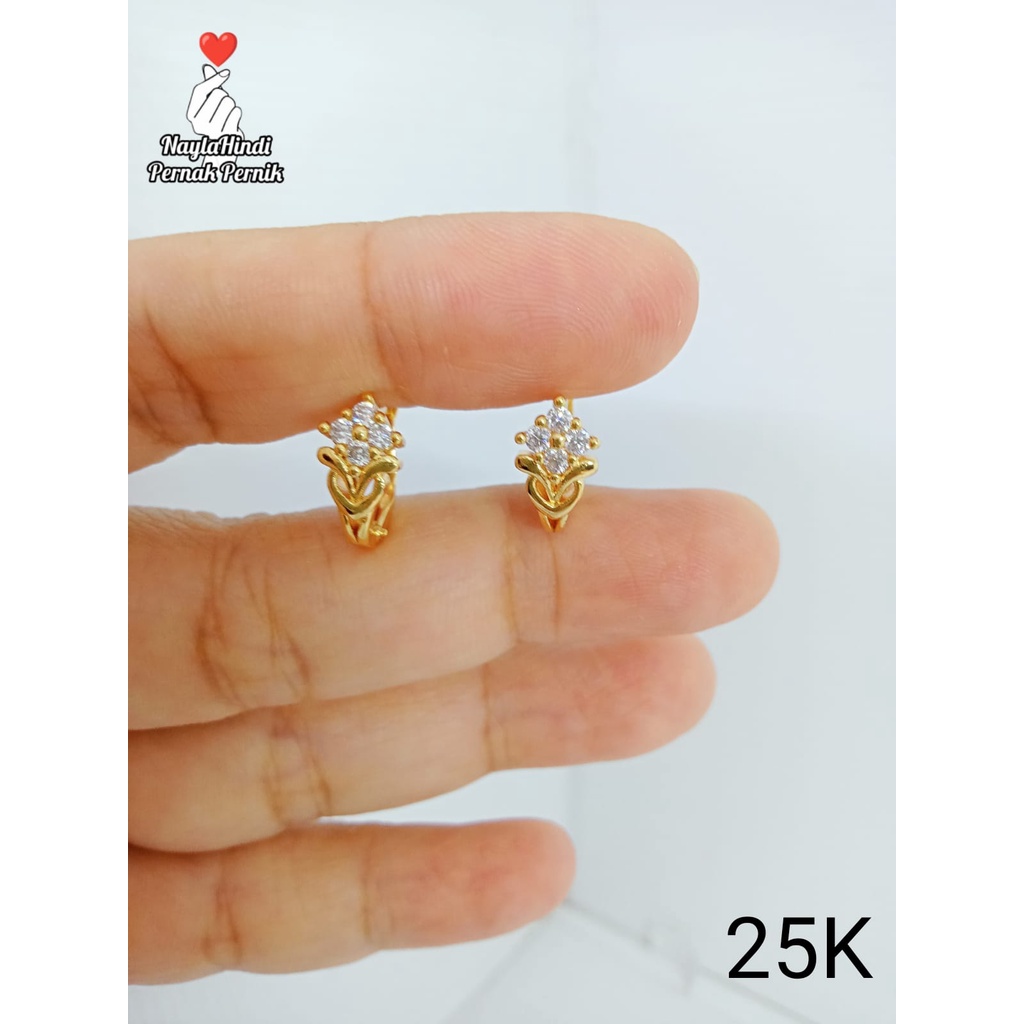 ANTING KLIP PERHIASAN IMITASI LAPIS EMAS