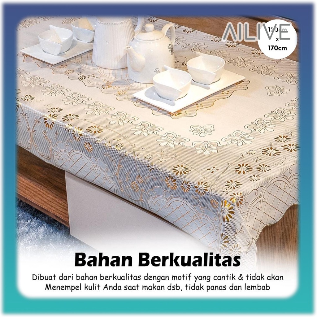 Taplak Meja Makan Bulat 180CM &amp; Taplak Persegi 170CM Anti Air Ukuran Besar Alas PVC Taplak Meja Ruang Tamu Jumbo