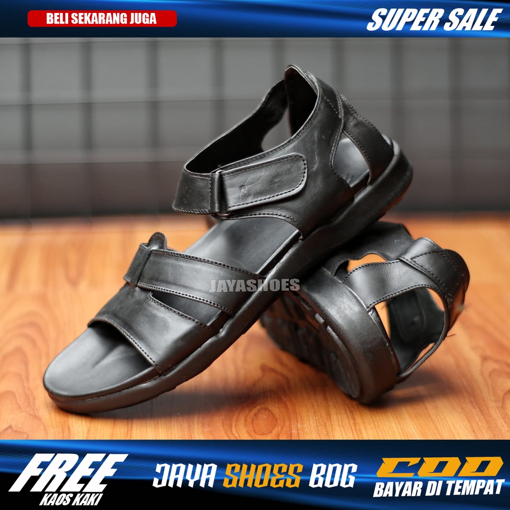 NEIL Sendal Pria Dewasa Kulit Asli Casual Original Sandal Cowok Hitam Kekinian