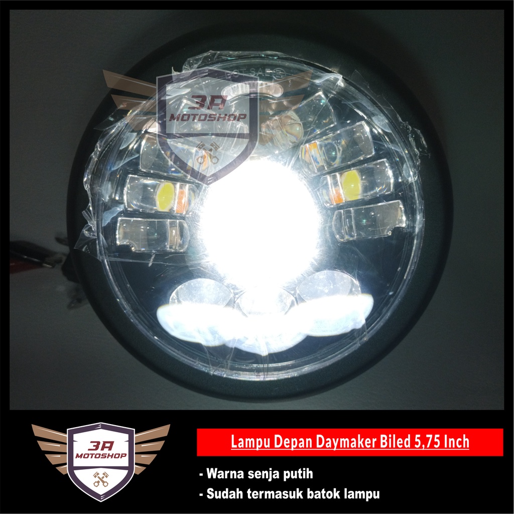 Lampu Depan Daymaker Biled 5,75 Inch + Batok Lampu Hitam Doff
