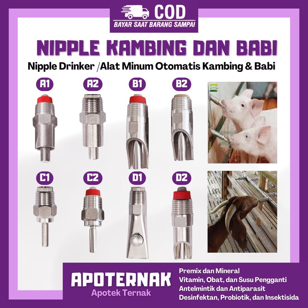 NIPPLE DRINKER Type A1 | Niple Nipel Nepel Otomatis | Alat Minum otomatis Hewan Ternak Kambing Domba Babi