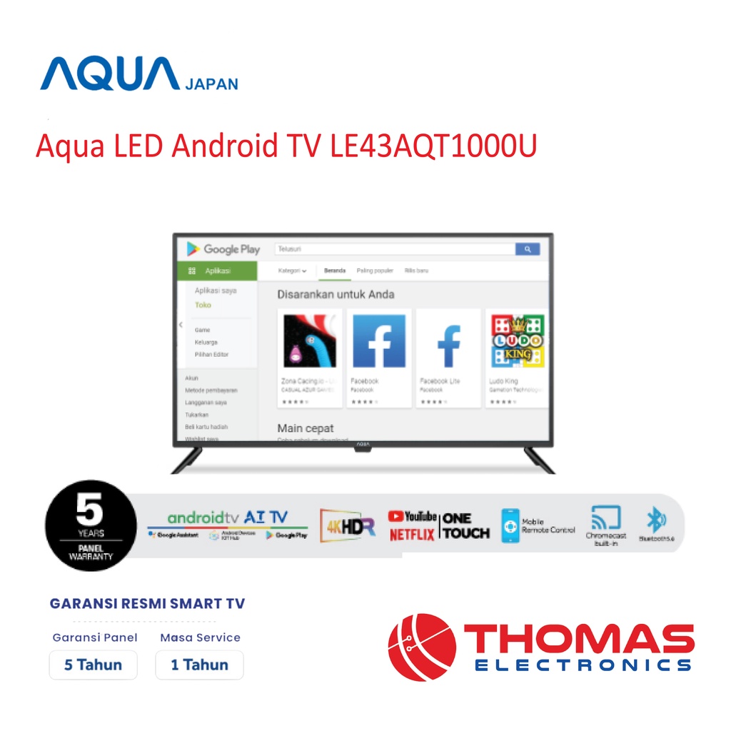 Aqua Smart Android LED TV 43 Inch LE43AQT1000U FHD LE 43 AQT 1000 U