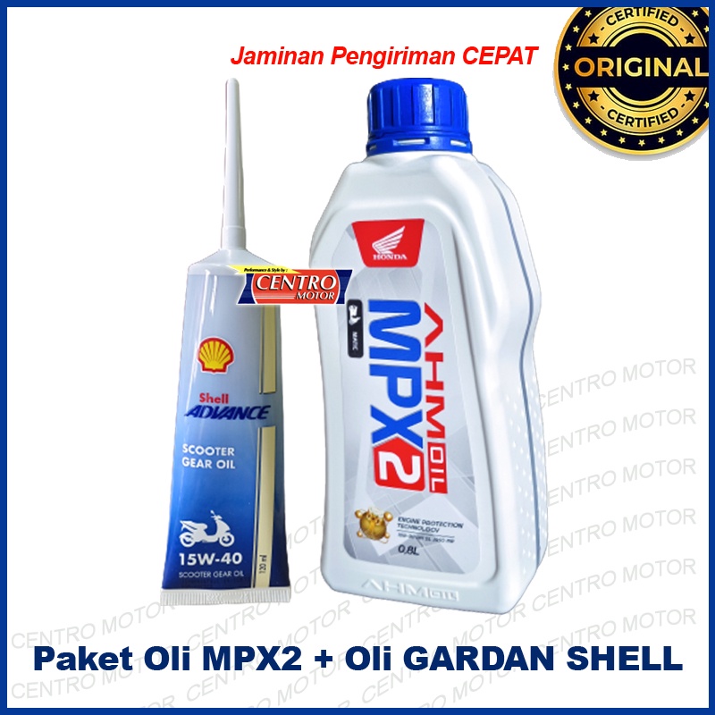 OLI MPX2+GEAR OIL SHELL 15W40, PAKET OLI MOTOR MATIC HONDA BEAT FI,VARIO 125,VARIO150,SCOOPY
