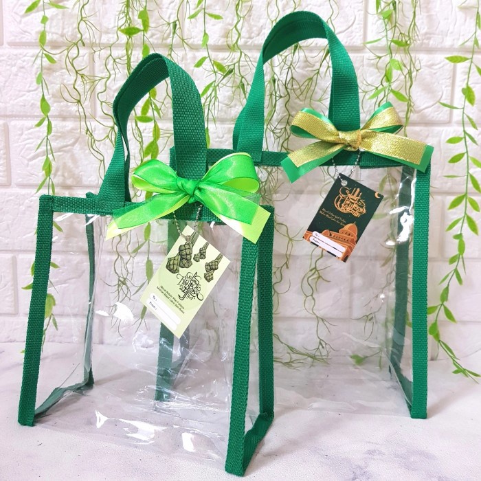 Tas Goodie Bag Hijau Transparan Hampers Parsel Lebaran Idul Fitri 082