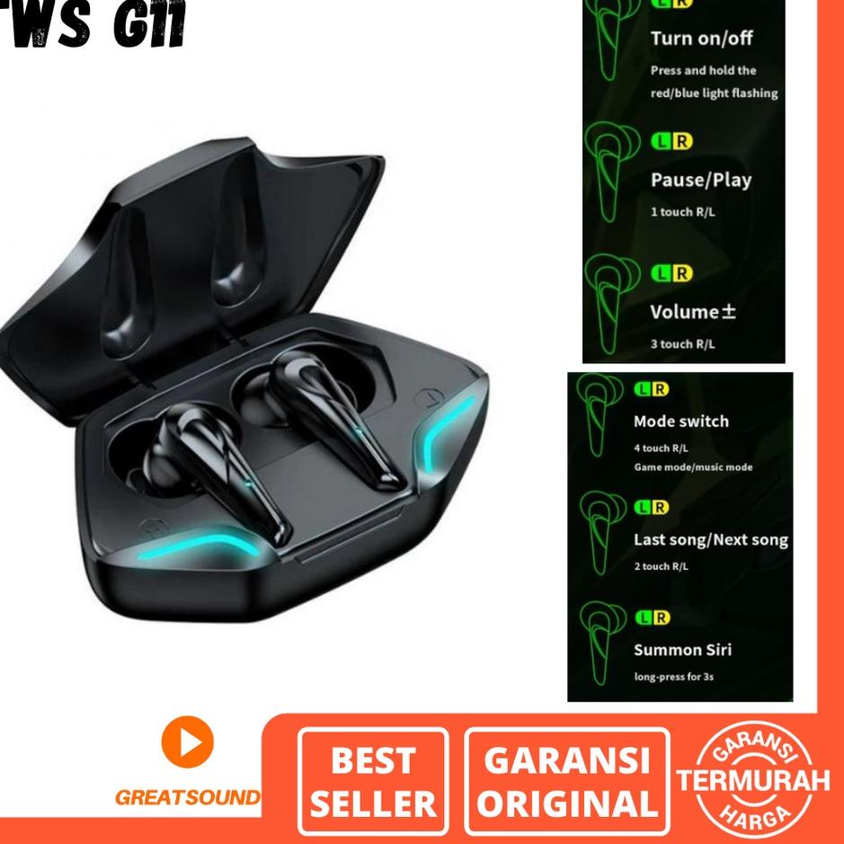 ☎ Headset Gaming Bluetooth G11 TWS Gaming Headset Bluetooth Gaming Earphone TWS Headset Gaming Bluet