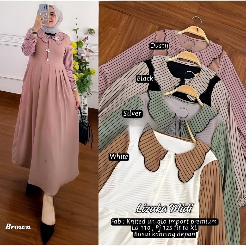 Gamis Wanita Fashion Kekinian Midi Dress Rayon Premium