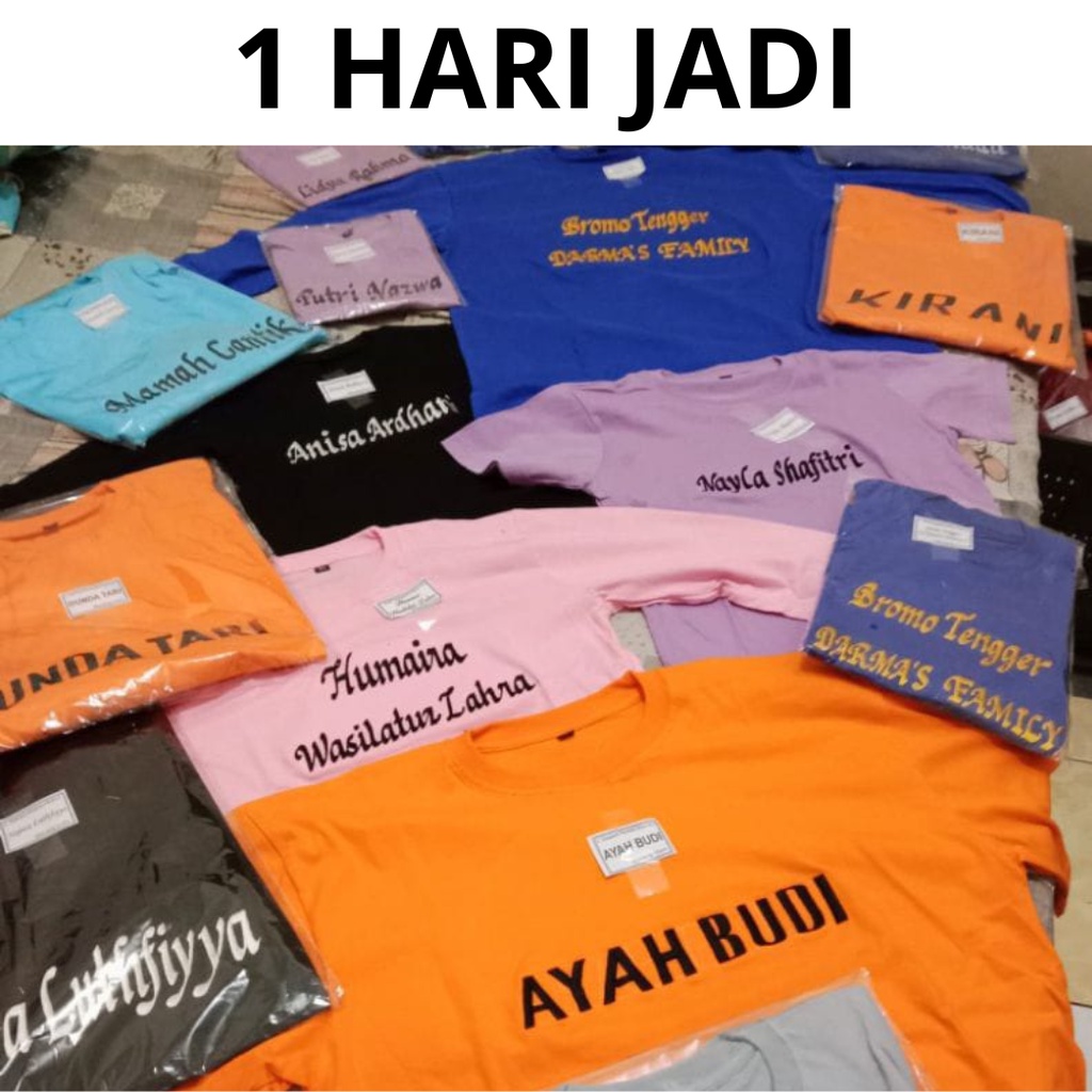 Kaos Baju Dewasa Lengan Pendek Dan Panjang Bordir Nama Bebas Suka-Suka Kualitas Premium