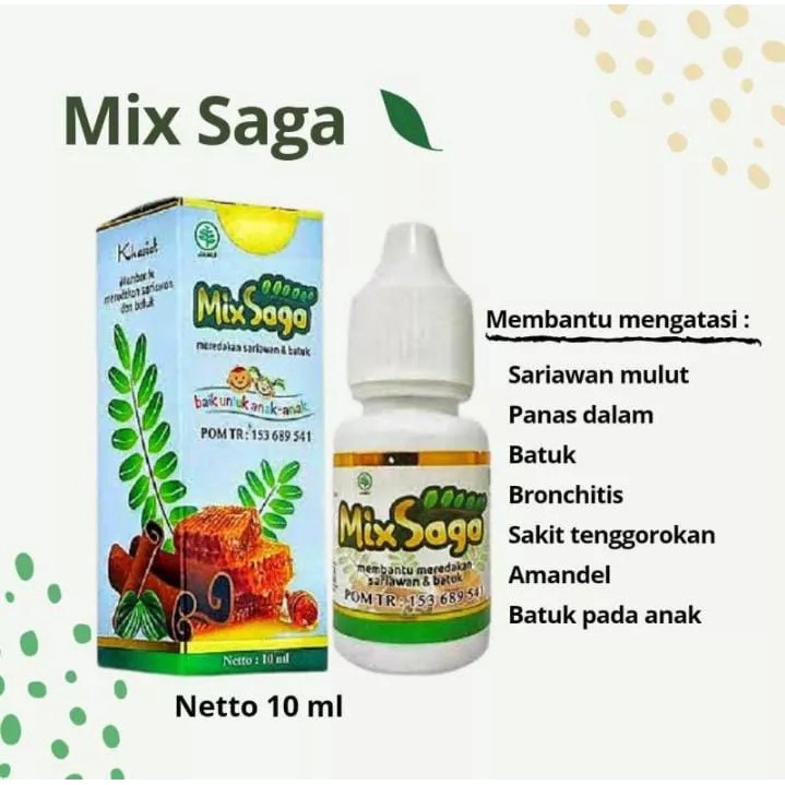 

MixSaga Meredakan Sariawan dan Batuk 10ml / Mix Saga Tetes Madu Saga Herbal Daun Saga Green Zone - Membantu meredakan batuk anak dan dewasa