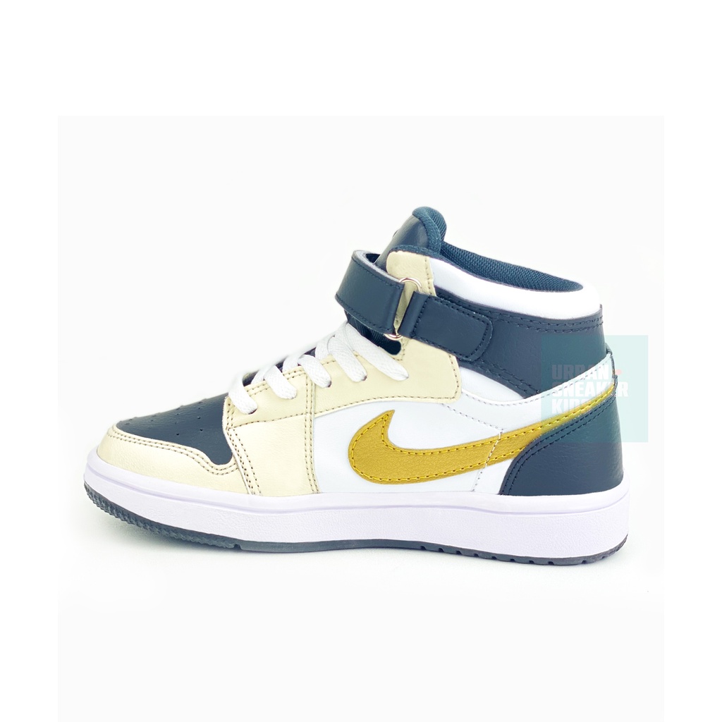 Sepatu Anak Laki Laki Sneakers High Cream Black Gold Usia 3-10 Tahun - Urban Sneaker Kids
