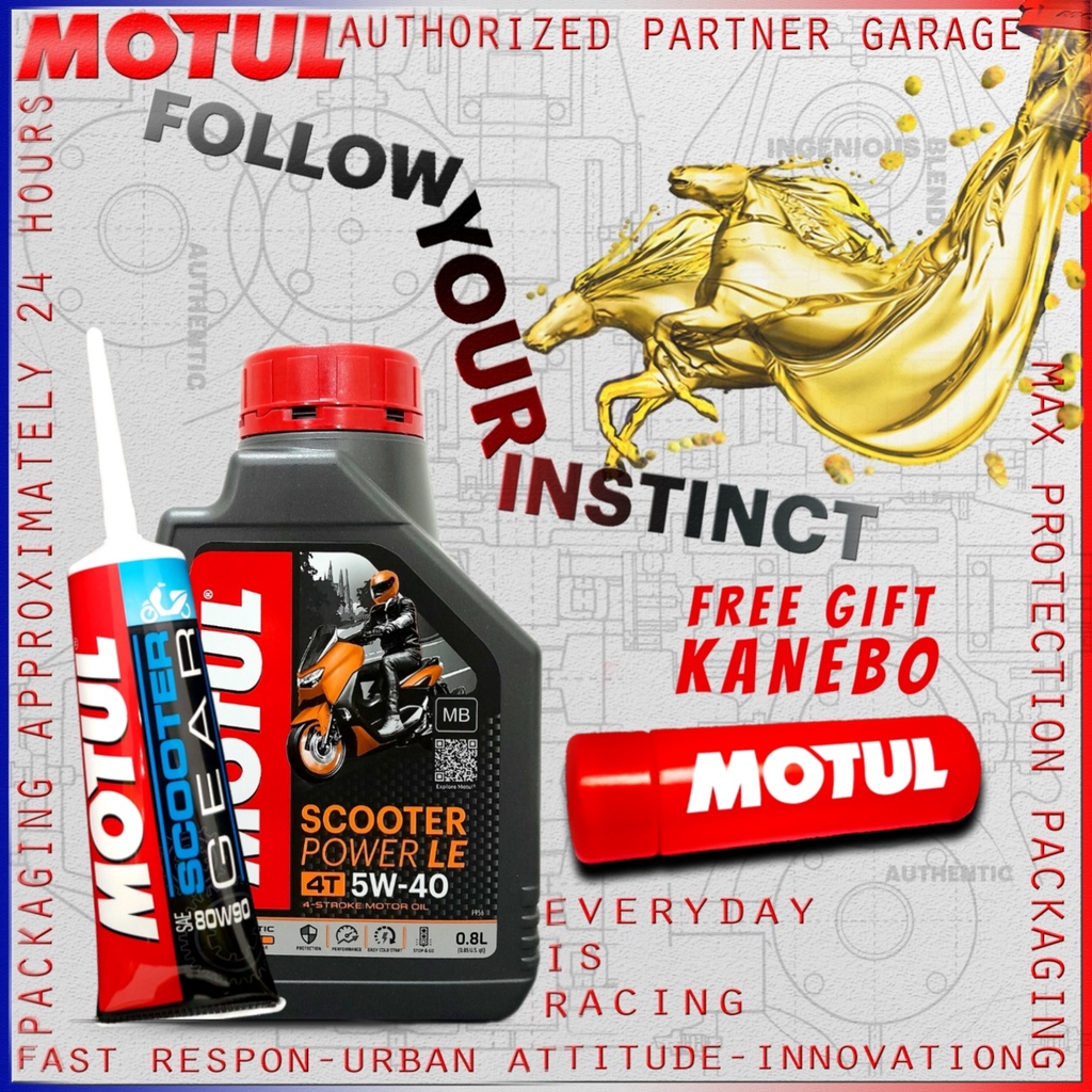 PAKET PILIHAN HEMAT OLI MATIC MOTUL POWER LE 5W40 800ml / 1L dan SCOOTER GEAR 80W90 120ml / oli gardan 80w-90 120 ml IMPORT pilihan 800 ml / 1000 ml BONUS GANTUNGAN KUNCI atau KANEBO