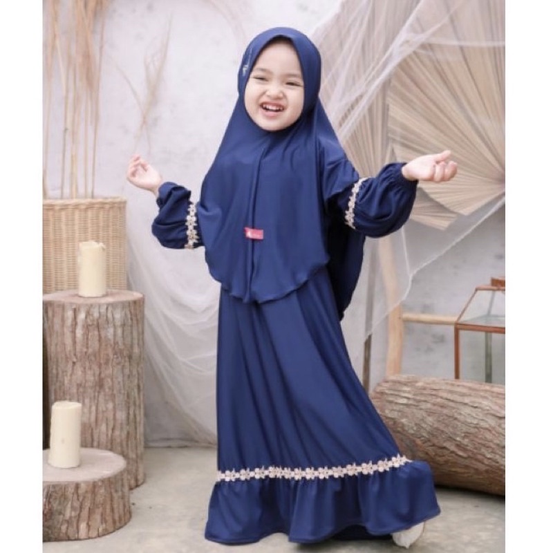 GAMIS ANAK PEREMPUAN JELITA RENDA KUPU-KUPU + JILBAB UNTUK ANAK USIA 1-8 TAHUN