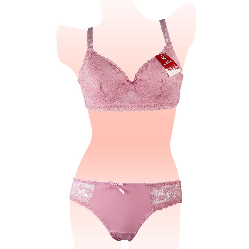 Scelta - Setelan Bra Dan Celana Dalam Pakaian Dalam Wanita Cd Semi Transparan Bh Sc 1790 Set