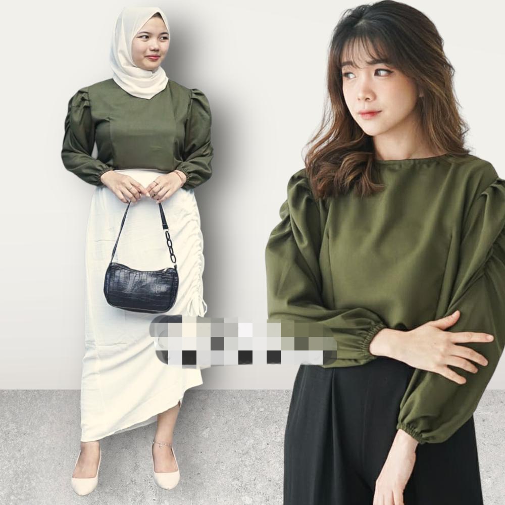 BEFAST - ZFS OOTD WANITA BLOUSE POP / PUFFY SHAKILA TOP / Blouse Polos Formal / Pakaian Casual Wanita Kerja / Outfit Daily Wanita / Fashion kekinian remaja ABG / Blouse Lengan Panjang / Terlaris / Termurah