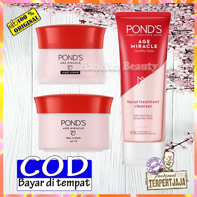 Paket 3 in 1 Skincare Wajah Ponds Age Miracle Day 20gr, Night Cream 10gr and Facial Foam 100gr Skinc