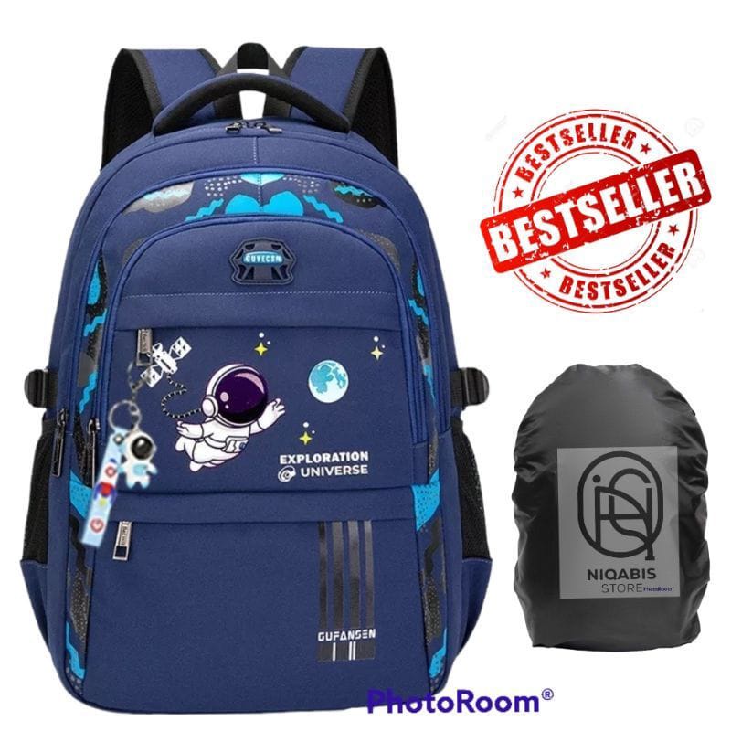 Tas Ransel Anak Astronot Tas Sekolah Anak TK SD SMP Terbaru Paket Botol + Jam + Coverbag