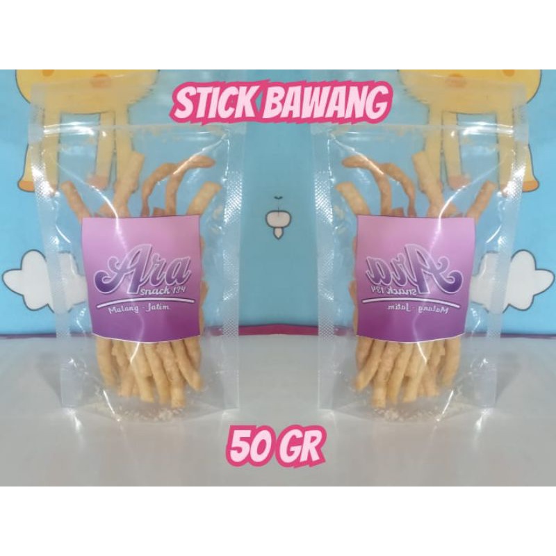 

Snack makanan ringan cemilan stik bawang gurih renyah kemasan 50gr