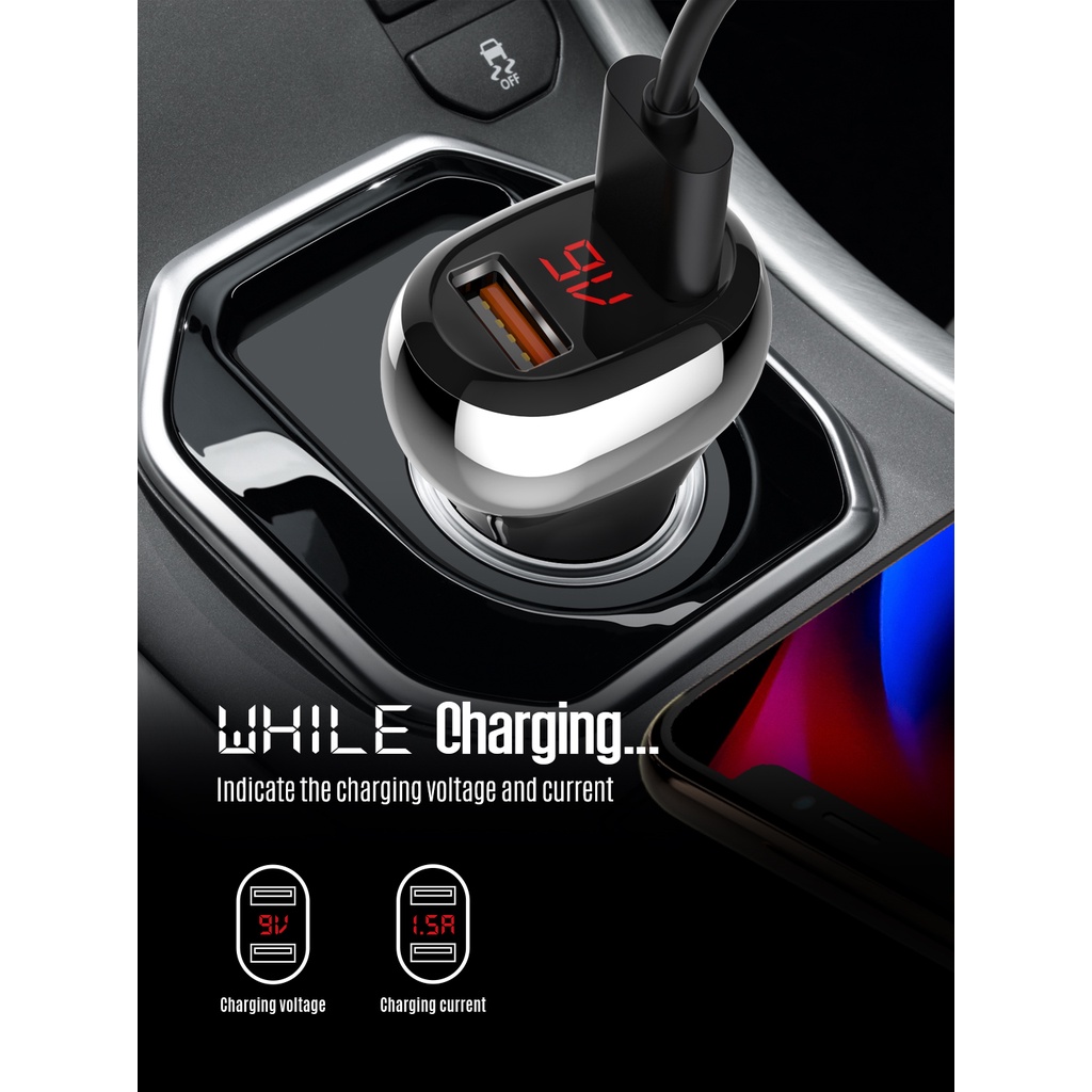 LDNIO Car Charger Mobil C1 C2 C503Q C506Q C509Q C510Q USB C Port Fast Charging LED Display Original