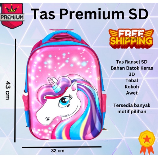 IMPORT ~ SIZE SD Tas Ransel  Sekolah Anak SD Karakter Tas Sekolah anak EMBOS Perempuan tas cewe IMPORT unicorn kuda pony LOL helo kity tsum