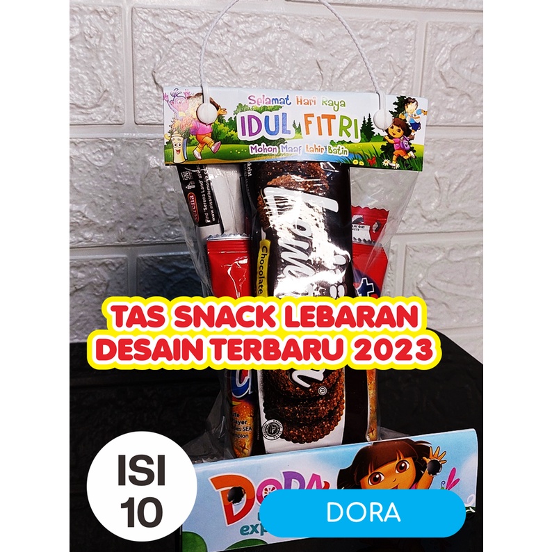 

[Dora 10 pcs] Tas Plastik Snack Lebaran | Kantong THR Anak Kekinian | Amplop Parcel Lebaran Grosir | Tas Parcel Idul Fitri Anak Karakter kartun lucu ukuran 12x20 cm Tali Putih