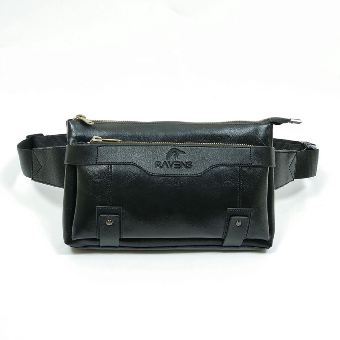 PROMO RAVENS CAPRIA - TAS SELEMPANG PRIA RVNS CAPRIA PU LEATHER - HITAM TERBARU TERMURAH TERLARIS TR