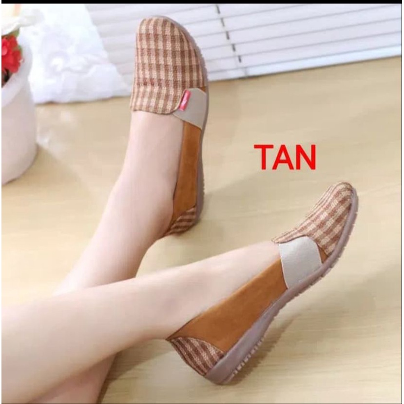 Alas cokoer -Sepatu Slip on Wanita dewasa Sepatu flat Kotak