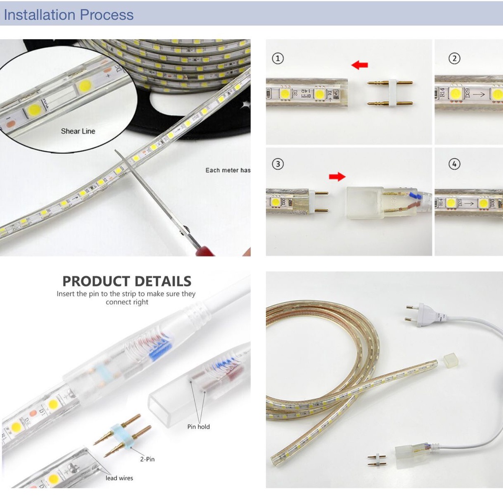 LED Strip Selang SMD 2835 120LED 180LED AC 220V PER METER