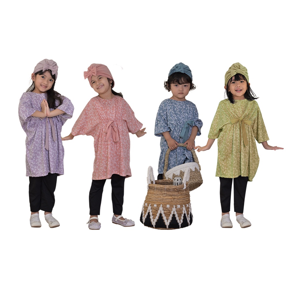 Baju Muslim Anak perempuan Kaftan Turban Legging Set Zahra Dialogue Baby 1-3 Tahun