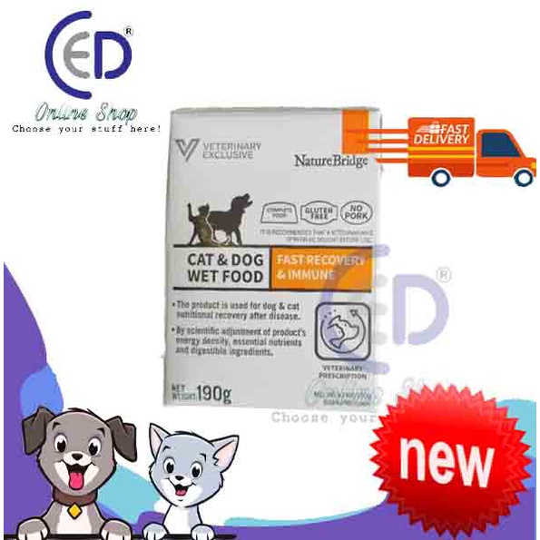 Makanan Basah Nature Bridge Wet Food Cat &amp; Dog Recovery &amp; Immune 190g