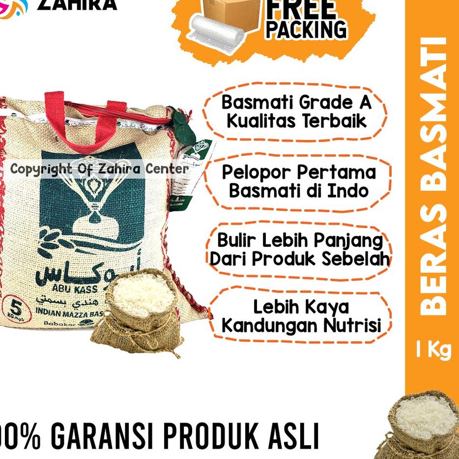 

♪ Beras Basmati Abu Kass Premium 1kg Khas Timur Tengah Dari India Untuk Kebuli Kabsa Mandi Biryani ➥