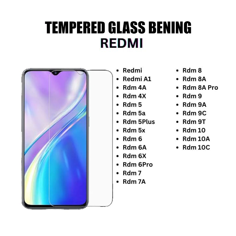 AR FOR XIAOMI REDMI 6, 6A, 6X, 6 PRO, 7, 7A, 8, 8A, 8A PRO TEMPERED GLASS BENING