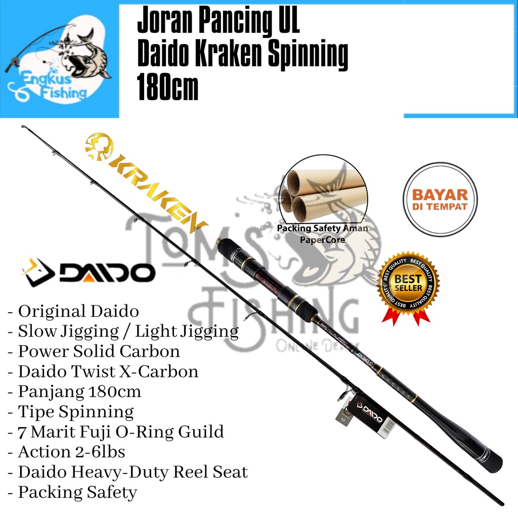 Joran Pancing Terbaru Daido Kraken 180cm SP / BC (PE 0.8-1.5 sd PE 3-5) Fuji Murah -  Engkus Fishing