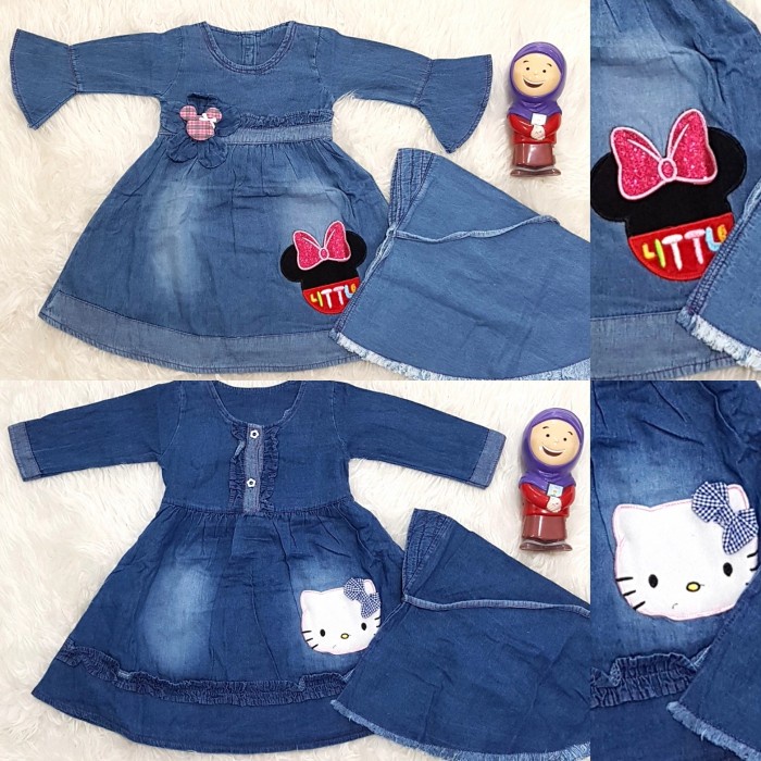 Baju Gamis Anak Perempuan Baju Gamis Muslim Anak Bayi Perempuan Gamis Muslim Jeans Disney U2M3 karak