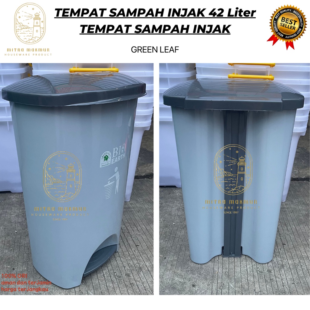 NEW!! TEMPAT SAMPAH INJAK 42 LITER GREEN LEAF 2142 / TEMPAT SAMPAH PLASTIK / DUSTBIN