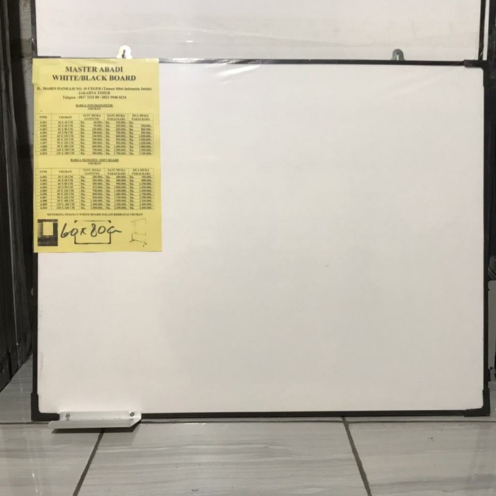 

whiteboard non magnetik 60x80cm