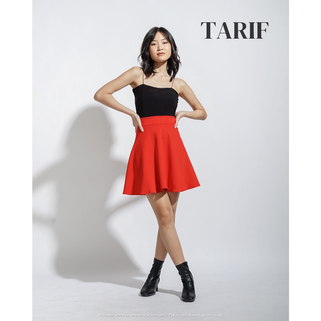 Celia Basic Midi Flare Skirt - By Tarif Rok Payung Lebar Selutut - Rok High Waist - (L059)