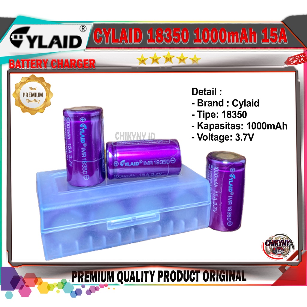 BATTERY CYLAID 18350 1000mAh 15A 3.7V ORIGINAL BATRE CYLAID