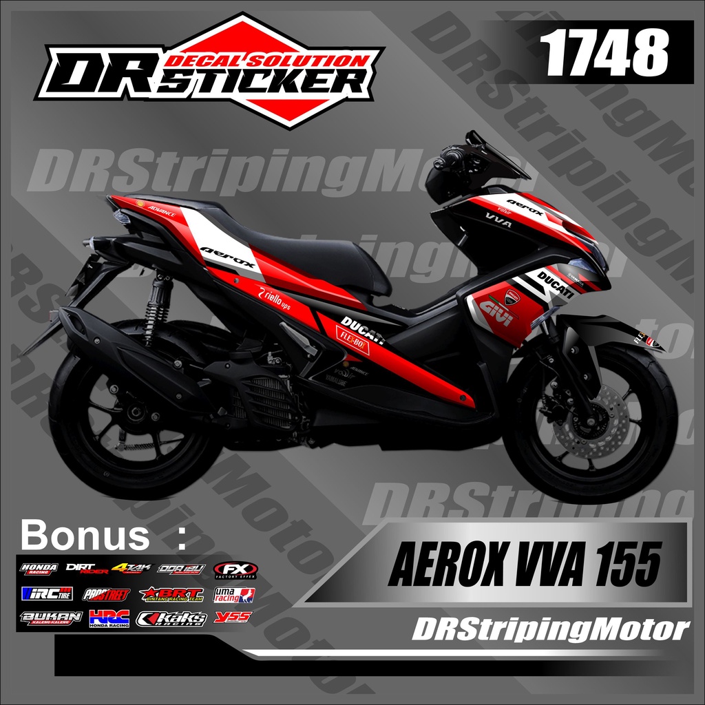 stiker motor aerox 155 vva decal costum aerox lis variasi design ducati decal aerox 155 fullbody